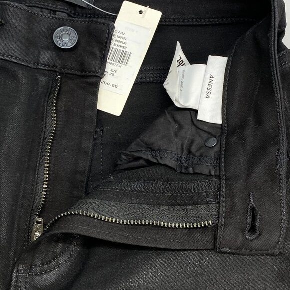 NEW PAIGE Women’s Anessa Luxe Coating Wide-Leg Pants “Black Fog” Size 25 - Picture 10 of 13